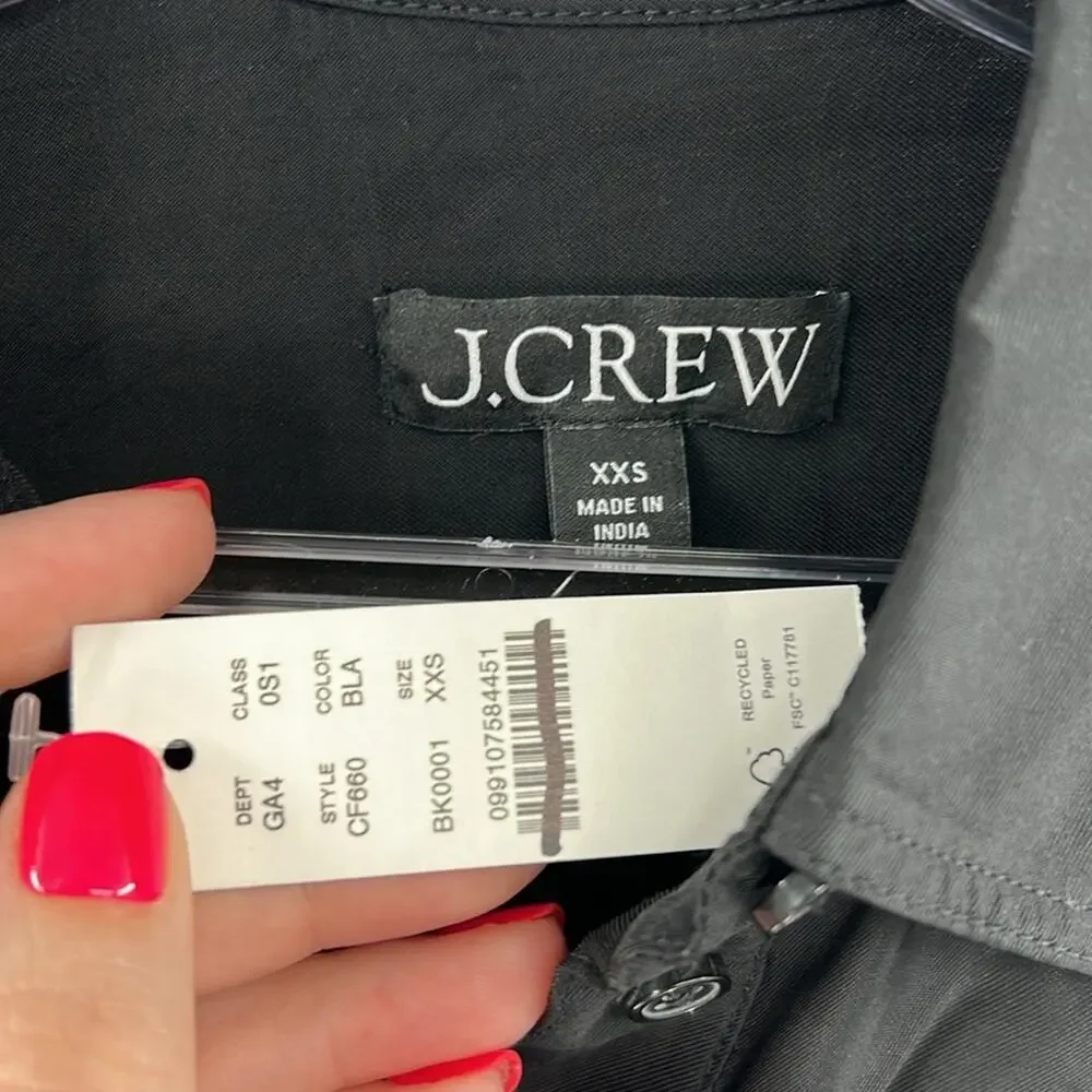 J. Crew Women's Amelia popover shirtdress in drapey viscose twill - Black - XXS